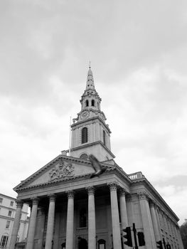 Church of Saint Martin in the Fields, Trafalgar Square, London, UK - high dynamic range HDR - black and white