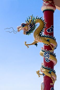 Dragon in chinese temple at Si Racha, Thailand