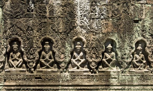 Ancient stone relief in Angkor Wat, Cambodia