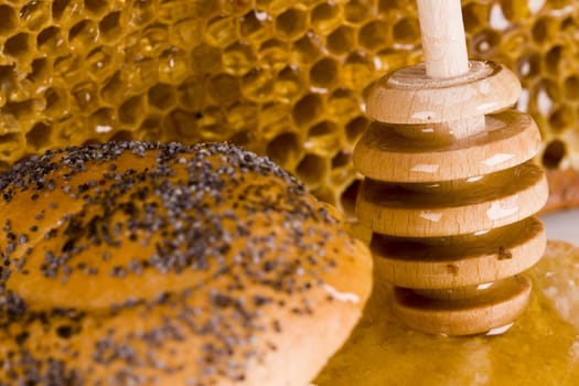 Beautiful yellow patch of healthy and tasty honey