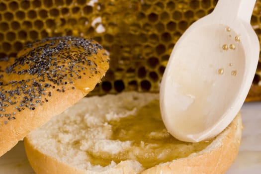 Beautiful yellow patch of healthy and tasty honey