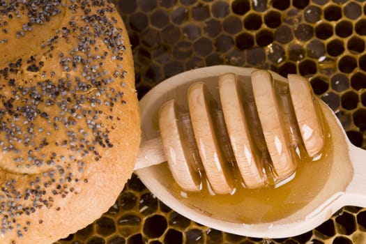 Beautiful yellow patch of healthy and tasty honey