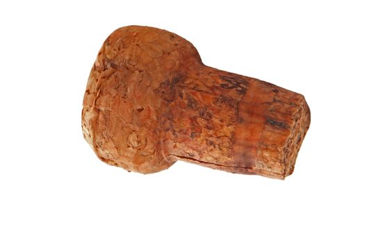 Champagne cork on a plain white background.
