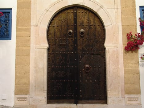 The famous doors of Sidi Bou Said in Tunis, the capital of Tunisia.