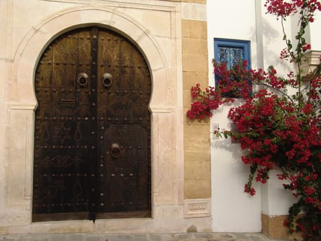 The famous doors of Sidi Bou Said in Tunis, the capital of Tunisia.