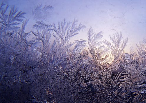 Freeze abstract Frosty natural pattern on winter window