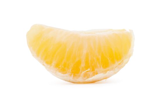 Macro view of tangerine section isolated on the white