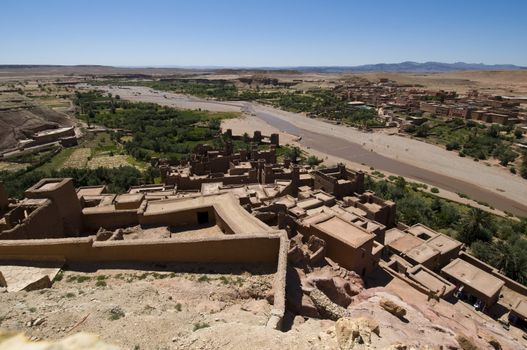 Kasbah A�t Benhaddou fortified city. Panoramic view from the top. A UNESCO World Heritage Site. Best of Morocco.
