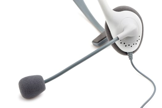 headphone with a microphone. It is isolated on a white background