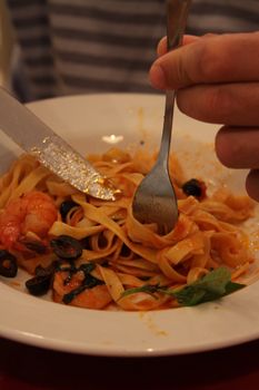 Close up the pasta on a plate.