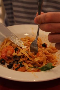 Close up the pasta on a plate.