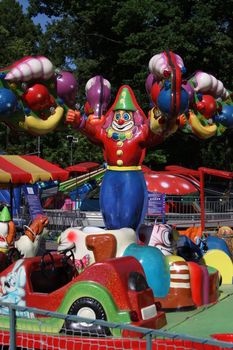 Carousel ride close up in an amusement park.