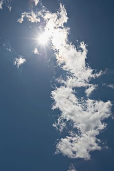 Sun shining through behind a cloudscape