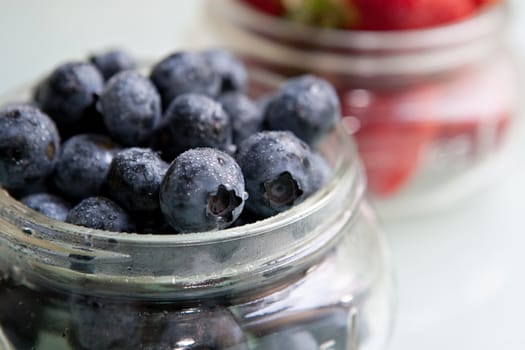 Bunch of fresh, misty blueberries