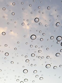 Water Drops with Sky Reflections