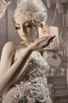 Bridal Mannequin wearing a white dress
