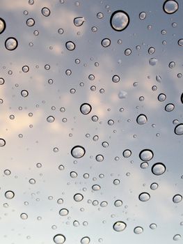 Water Drops with Sky Reflections