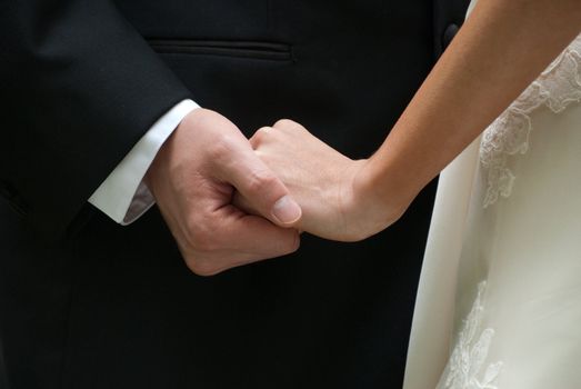 Bride and Groom showing Affection