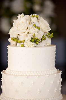 Wedding Cake with Flowers on Top