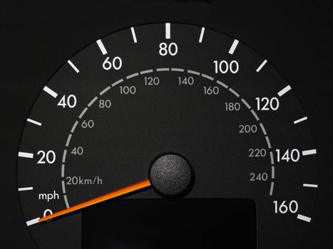 Black Speedometer with Orange Needle