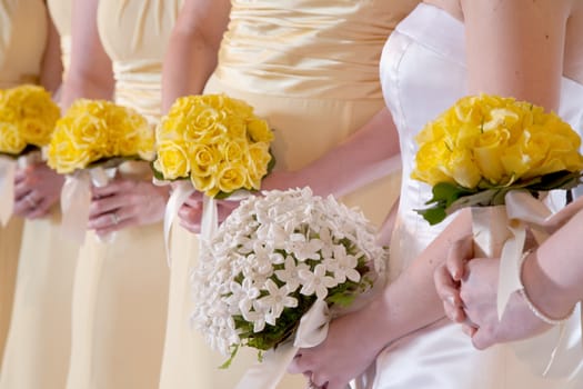 Wedding Bouquets in the Hands of Bridesmaids