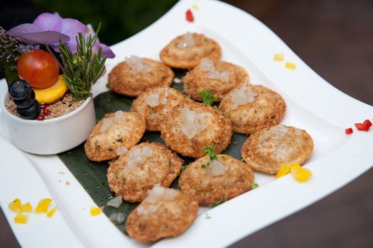 Snacks on a decorated plate