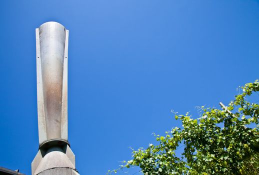 Hail cannon in Italian vineyard, Monferrato and Langhe area, Piemonte region.