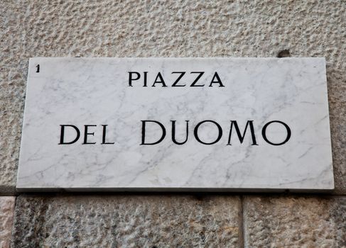 Street sign of famous interesting point in Milan center - Italy