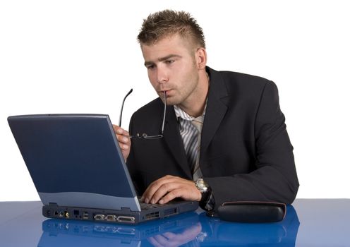 An elegant man in his daily work in the office