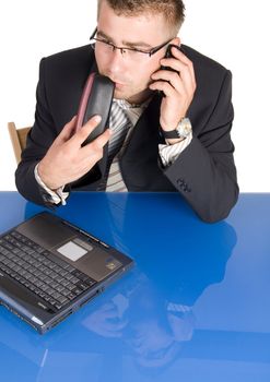 An elegant man in his daily work in the office