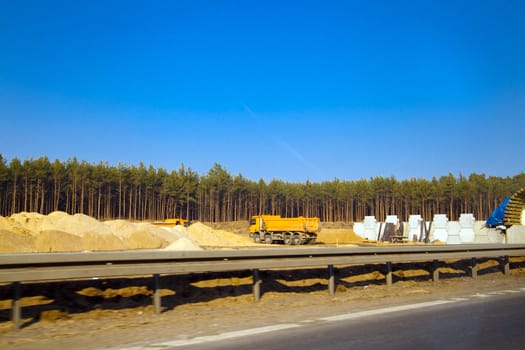 Industrial road works under the new motorway
