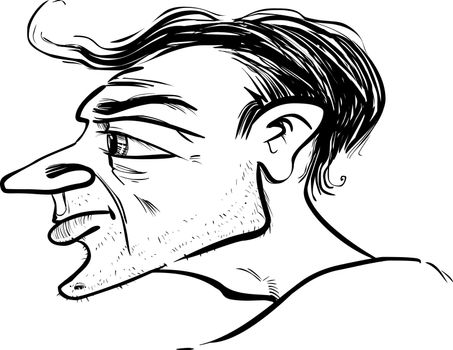 man profile caricature sketch illustration