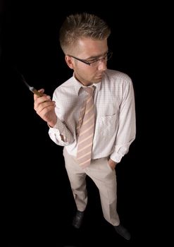 Businessman smoking cigar