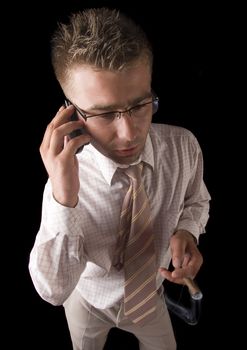 Businessman smoking cigar