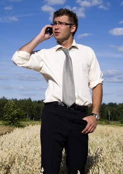 Businessman talking on mobile phone