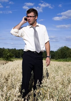 Businessman talking on mobile phone