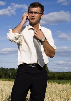 Businessman talking on mobile phone