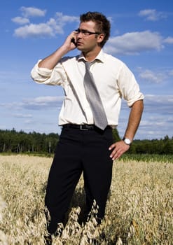 Businessman talking on mobile phone