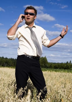 Businessman talking on mobile phone