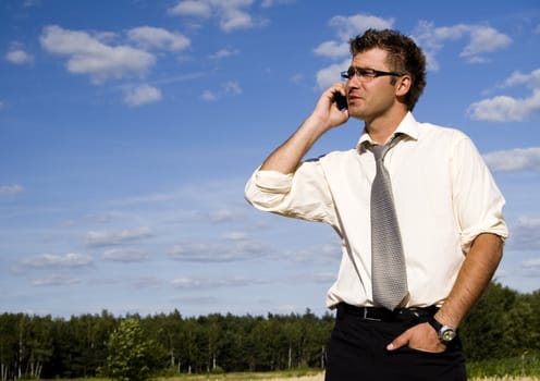 Businessman talking on mobile phone