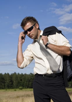 Businessman talking on mobile phone