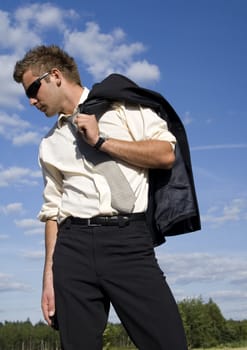 Businessman talking on mobile phone