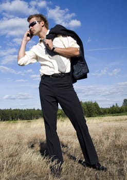 Businessman talking on mobile phone