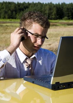 Businessman talking on mobile phone