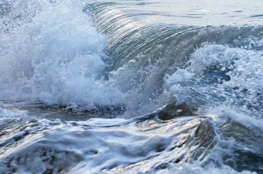 Big crashing waves in a stormy ocean