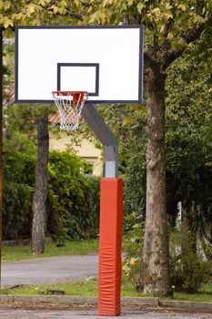 Basketball backboard in a park