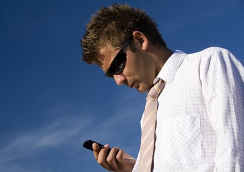 Businessman talking on mobile phone