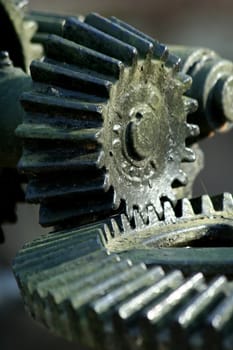 Close up of some black gears