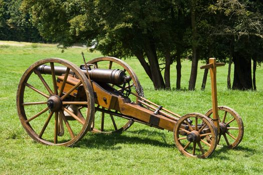 Historic canon on cart, as used in the battle of Waterloo in 1815 