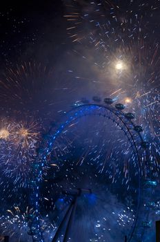 LONDON - JANUARY 01: A massive fireworks show at Westminster mark the beginning of the new year. January 01, 2011 in London, England.